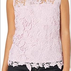 Nanette Lepore Lace Crotchet scallop sleeveless blouse baby pink Size M